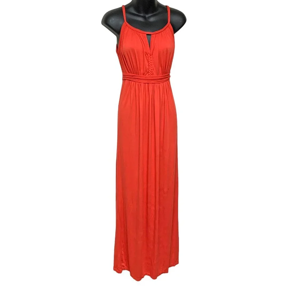 orange tank maxi dress Rebdolls Women's Essential Tank Maxi Bodycon Dress - Orange
